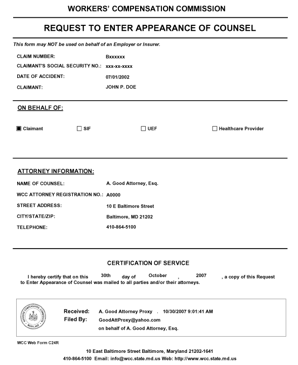 Image of sampe form with Attorney Proxy Signature